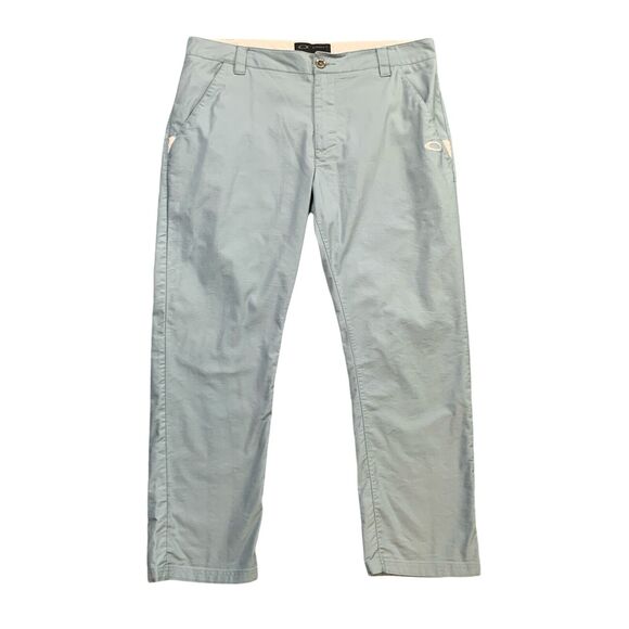 Oakley Pants Mens 38 Fog Blue Cotton Blend Golf Travel City Chino Trousers - Picture 1 of 16